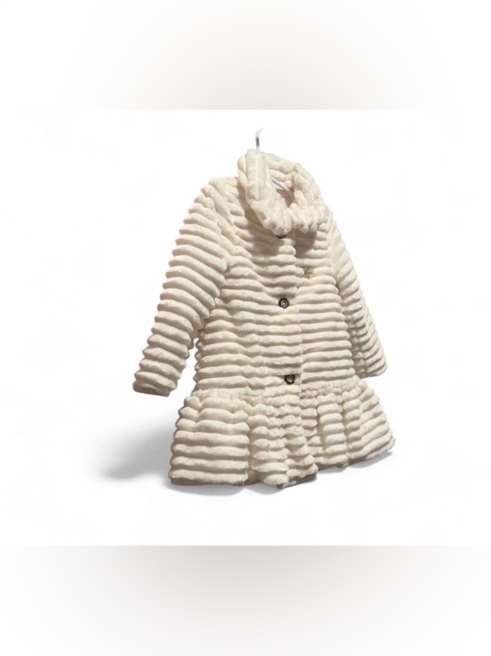 Juicy Couture Cream Textured Faux-Fur Peplum Coat - Picture 2 of 6